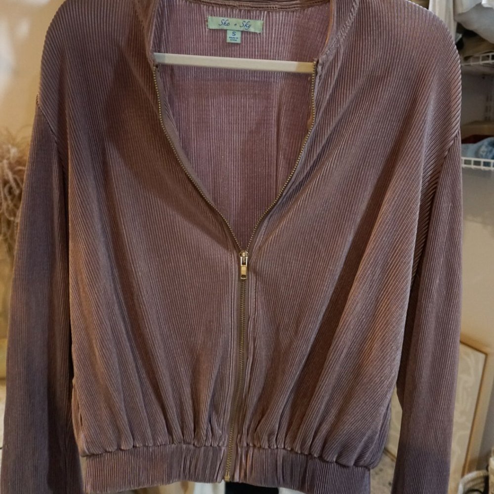 Lightweight Ribbed Satin Bomber Jacket